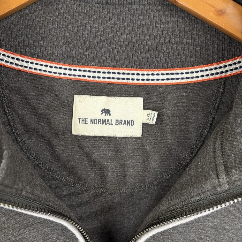 The Normal Brand Sweater Mens 2XL Brown 1/4 Zip Fleece Pullover Casual